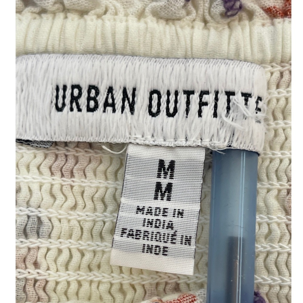 Urban Outfitters Floral Romper Womens Medium White Orange Excellent Linen Blend - Picture 13 of 16